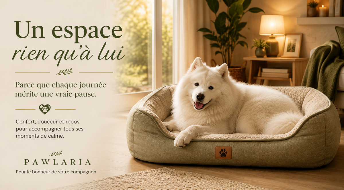 Chien reposant dans un couchage confortable dans un intérieur chaleureux